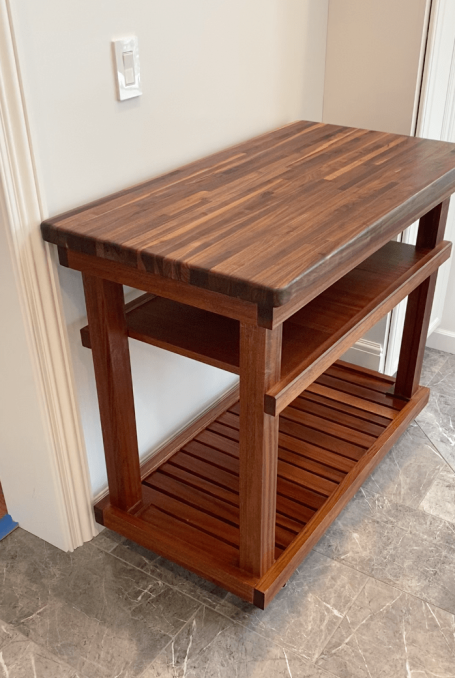 Custom Rolling Island with Cutting Board Top